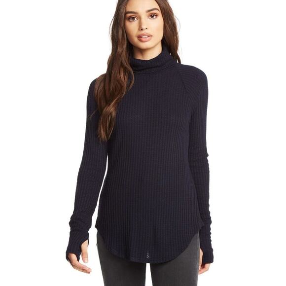 Chaser Thermal Raglan Turtleneck Black Medium - Picture 1 of 4